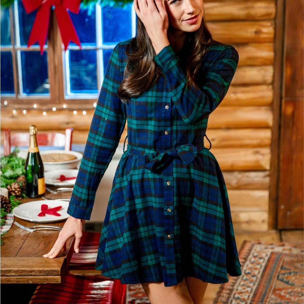 Kiel James Patrick Plaid Long Sleeve Flannel Dress